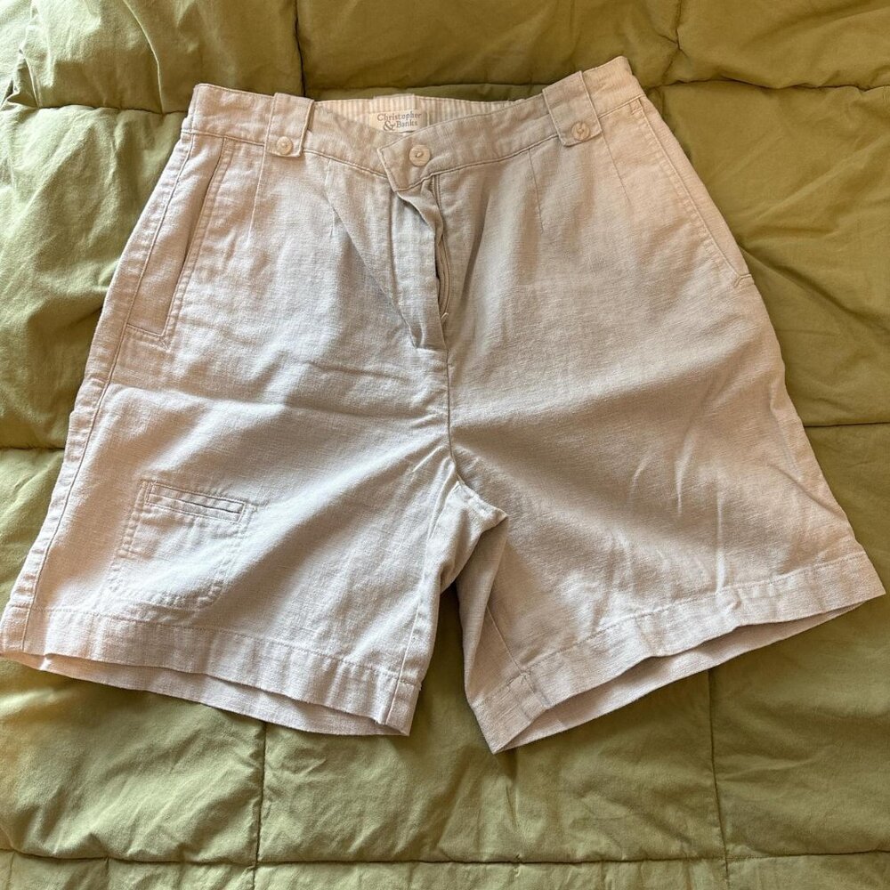 Christopher & Banks Women's White and Tan Shorts